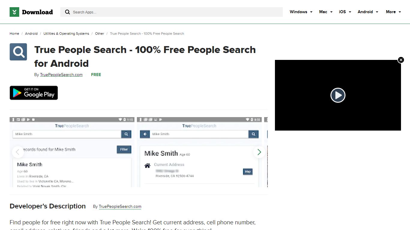 True People Search - 100% Free People Search - Download.com